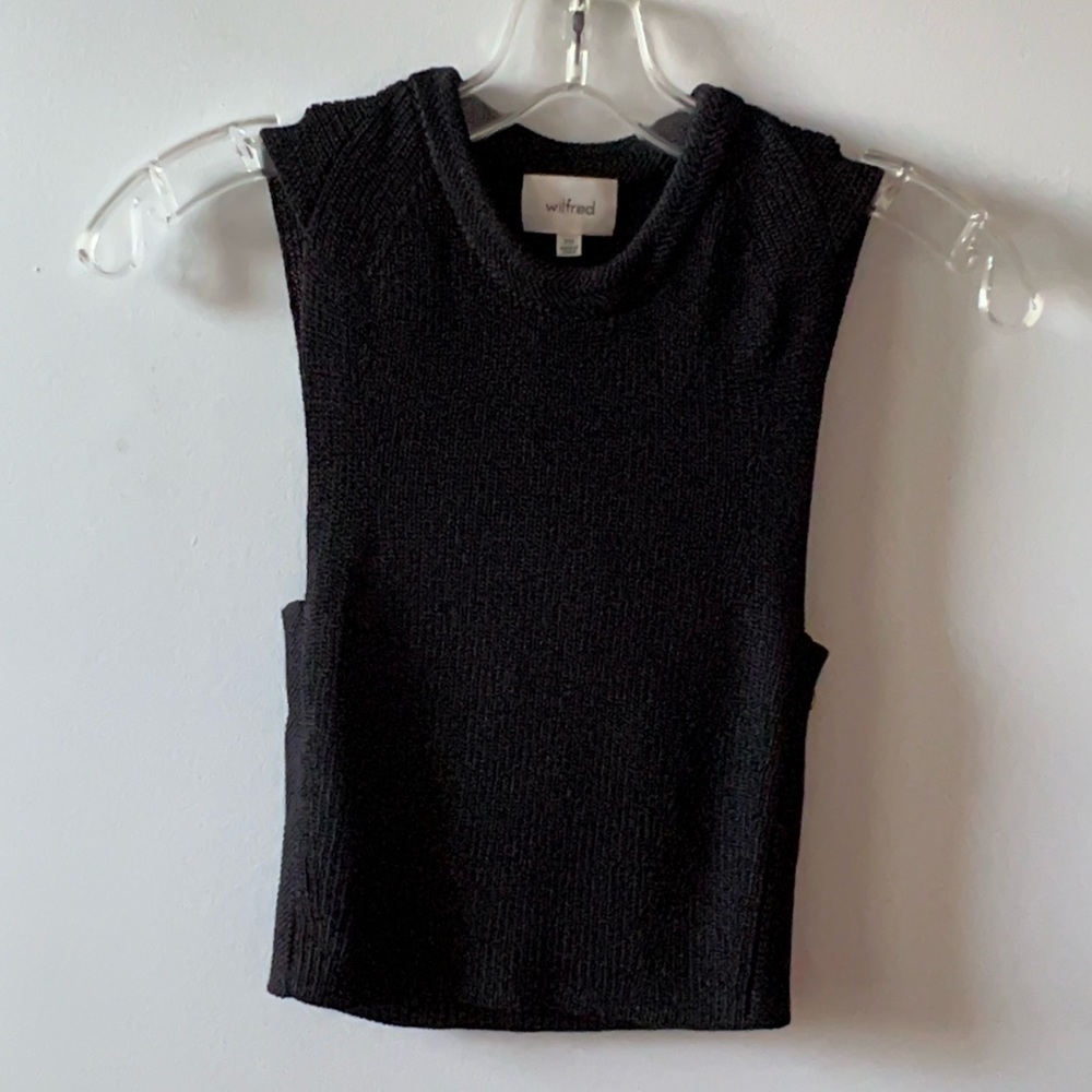 Aritzia Wilfred Cropped Muscle Tee Sweater Top, XXS, Black